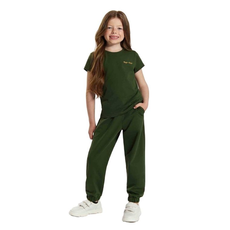 T-shirt dziewczęcy, khaki, Tup Tup