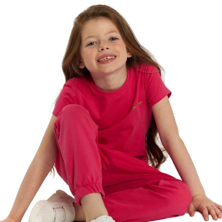 T-shirt dziewczęcy, różowy, Tup Tup