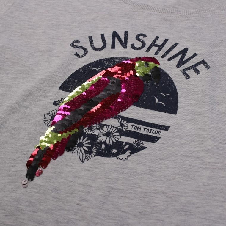 T-shirt dziewczęcy, szaro-beżowa, Tom Tailor