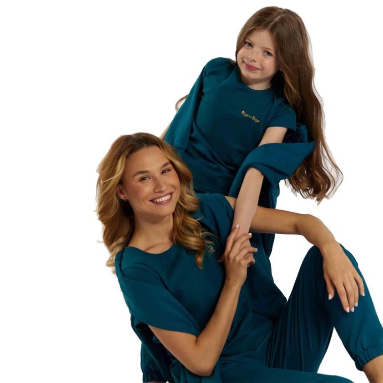 T-shirt dziewczęcy, turkusowy, Tup Tup