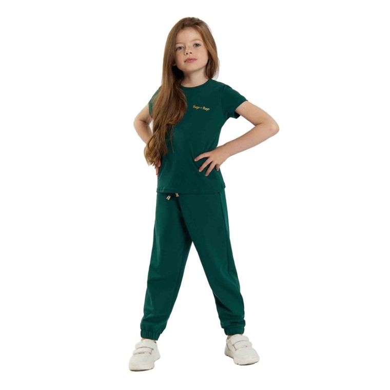 T-shirt dziewczęcy, zielony, Tup Tup