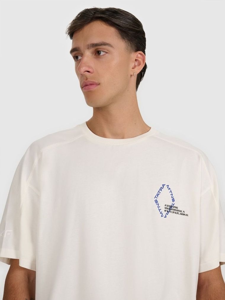 T-shirt męski, ecru, 4F