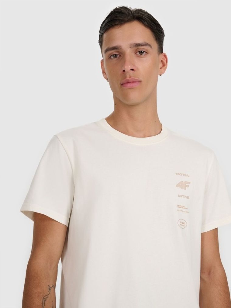 T-shirt męski, ecru, 4F