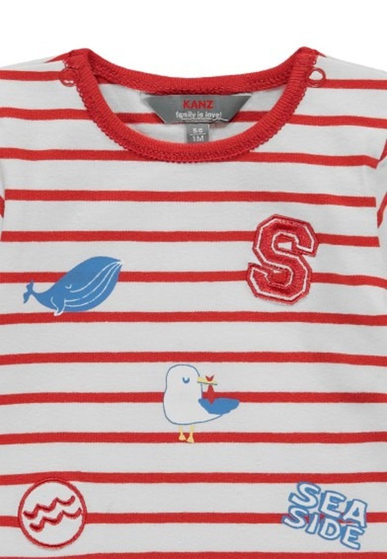 T-shirt niemowlęcy, czerwono-biały, Kanz