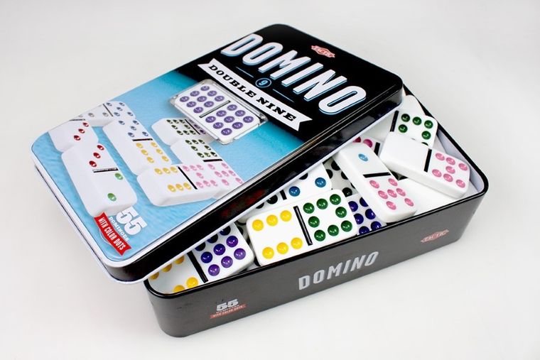 Tactic, Domino dzięwiątkowe Deluxe, gra logiczna w metalowj puszce