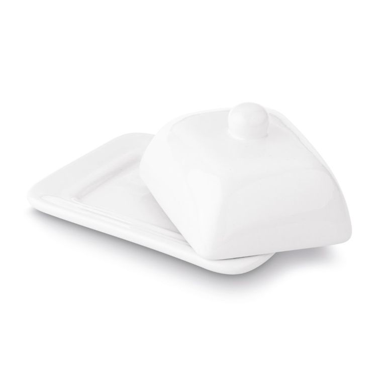 Tadar, ceramiczna maselniczka, biała, 15,8-12,6-8 cm