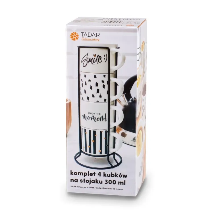 Tadar, Decor, komplet kubków na stojaku, 300 ml, 4 szt.