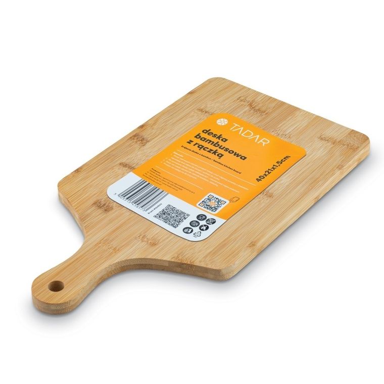 Tadar, drewniana deska bambusowa z rączką, 40-21-1,5 cm