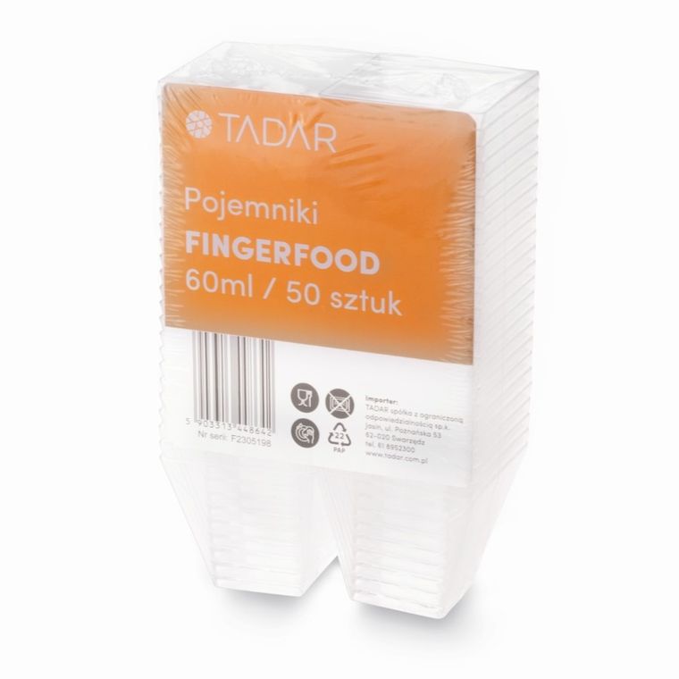 Tadar, Fingerfood, pojemniki na żywność, piramida, 60 ml, 50 szt.