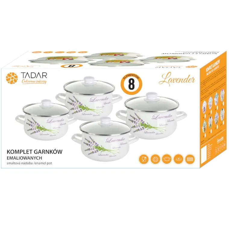 Tadar, Herbal, zestaw garnków emaliowanych, 8 elementów