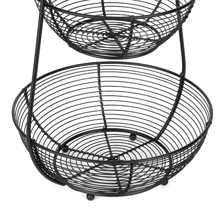 Tadar, Hiro, koszyk na owoce dwupoziomowy, czarny, 28-26,5-43 cm