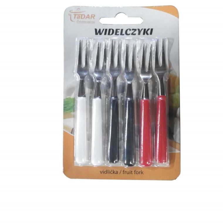 Tadar, komplet 6 widelczyków do przekąsek, 10 cm, białe