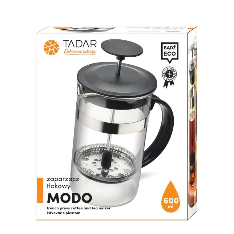 Tadar, Modo, zaparzacz tłokowy, czarny, 0,6 l