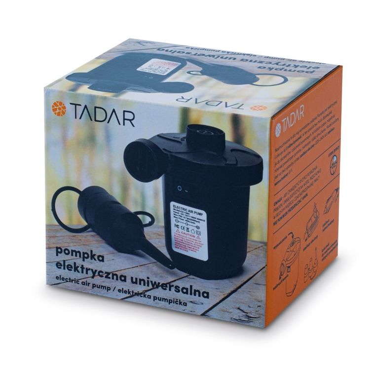 Tadar, pompka elektryczna, uniwersalna, 3 końcówki