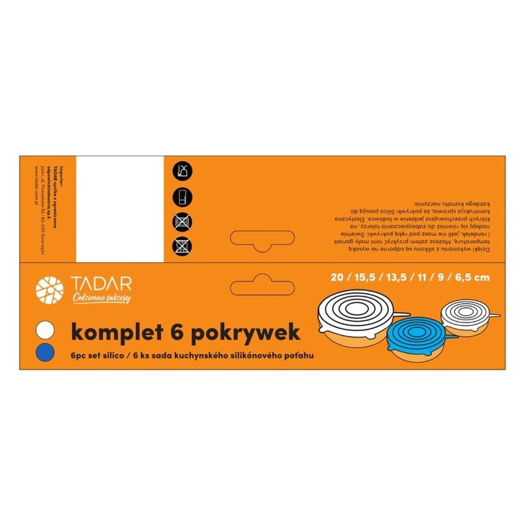 Tadar, silico komplet 6 pokrywek, niebieskie