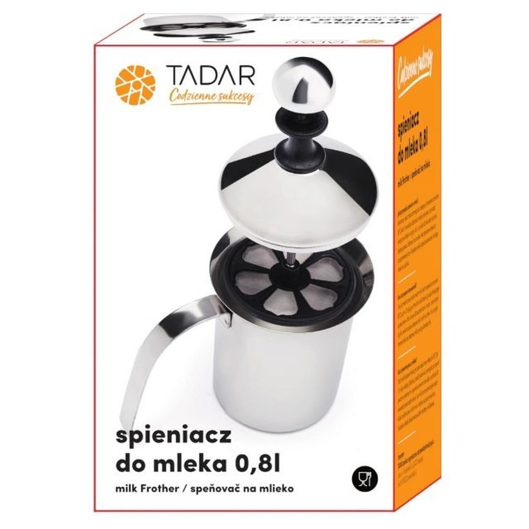 Tadar, spieniacz do mleka nierdzewny, kulka, 800 ml