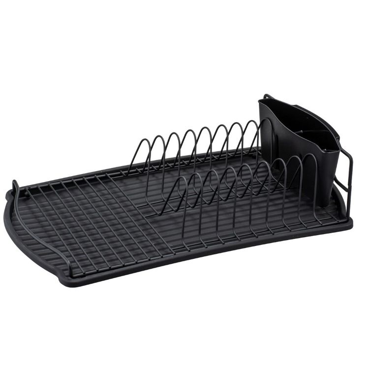 Tadar, suszarka do naczyń z tacą i ociekaczem, czarna, 47,5-26,5-11 cm