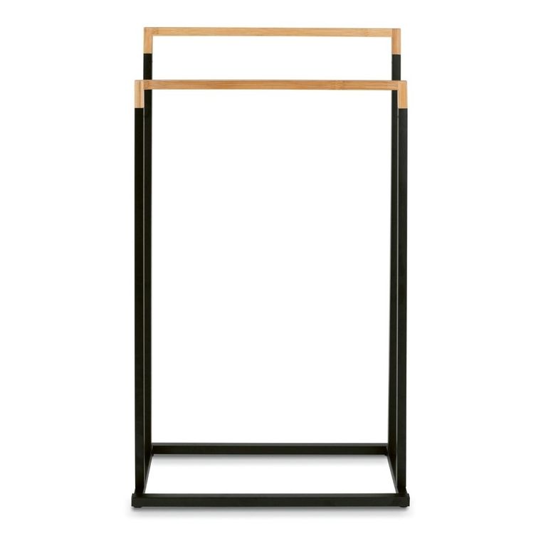 Tadar, Wood, wieszak na ręczniki, stojący, czarny, 45-21,5-76 cm