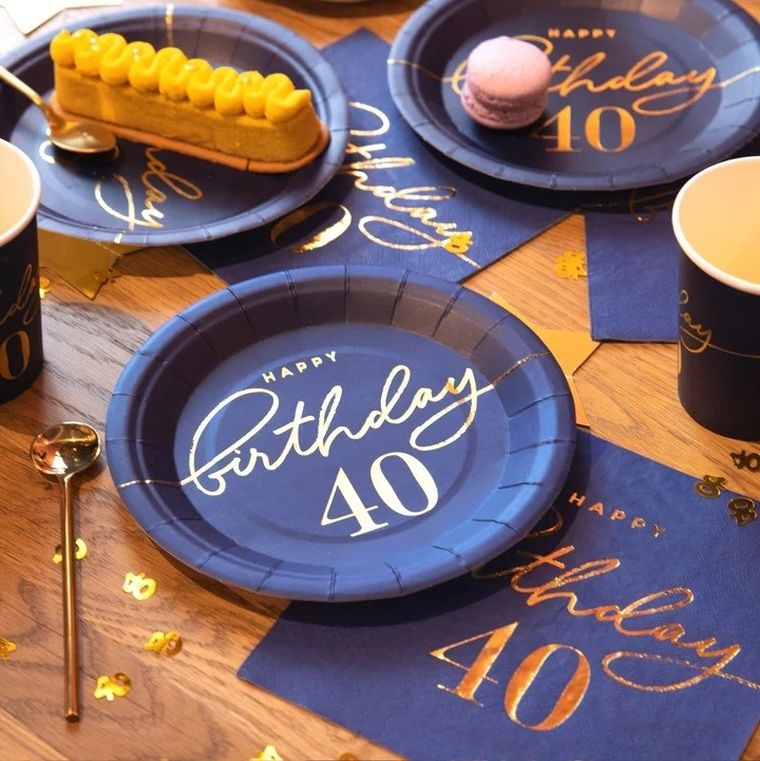 Talerzyki papierowe, Happy Birthday, 40 lat