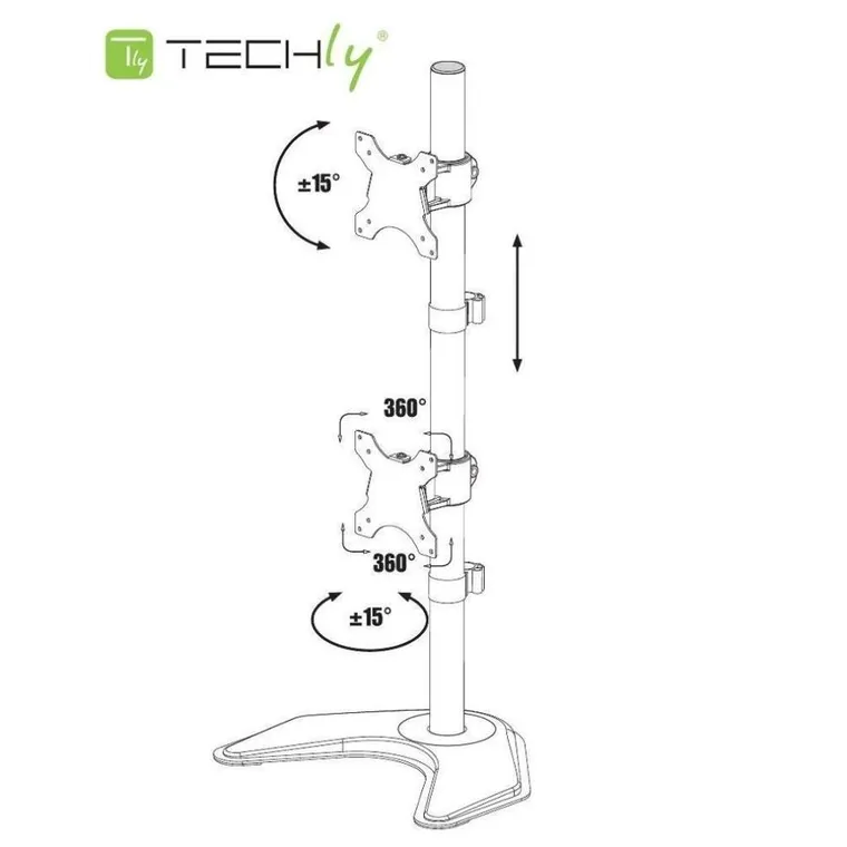 Techly, podstawa pod dwa monitory, biurkowa, pionowa, 13-27", LCD, 10 kg