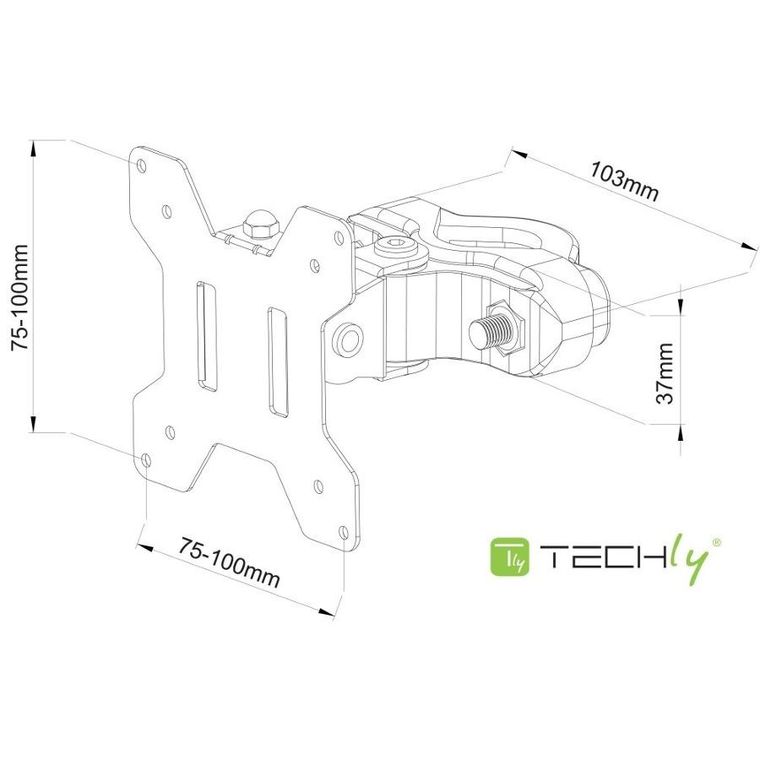 Techly, uchwyt na słup do monitora, LED/LCD 13-30, 10 kg, VESA regulowany, czarny