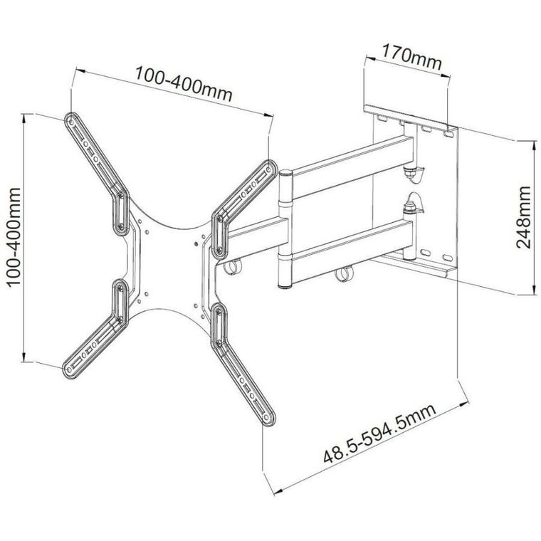 Techly, uchwyt ścienny, LCD/LED, 23-55", podwójne ramię, 45 kg, czarny