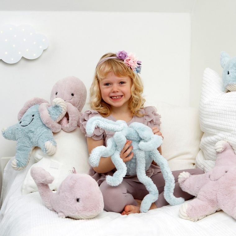 Teddykompaniet, ośmiornica, maskotka, różowa, 40 cm