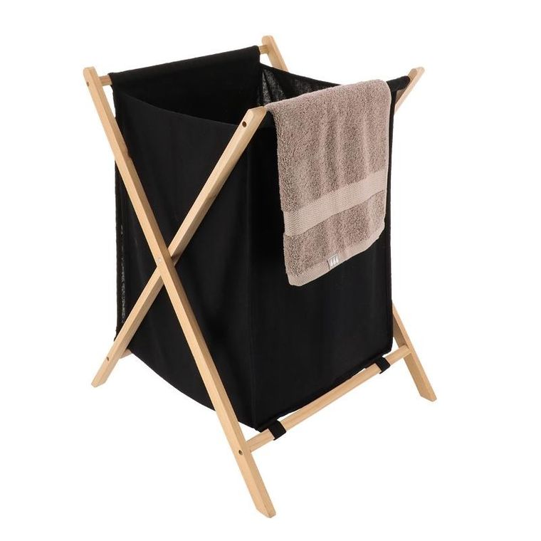 Tendance, kosz na pranie tekstylny, Skandia, zamykany, drewniany stelaż, 90 l