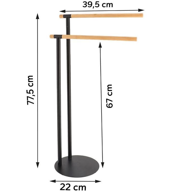 Tendance, stojak na ręczniki, dwuramienny, mat, 77.5-39.5-22 cm