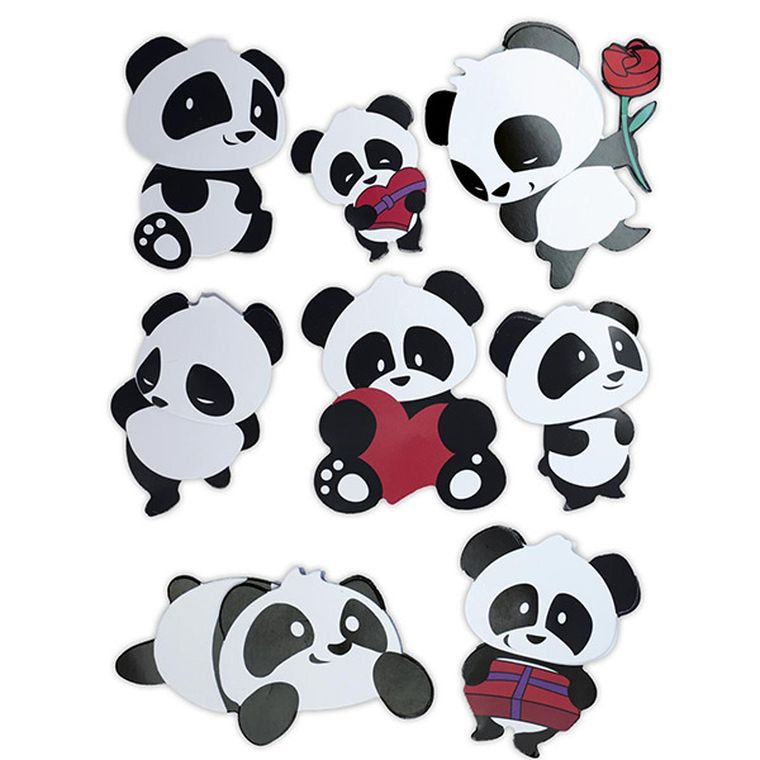 Titanum, naklejki papierowe 3D, misie panda, 8 szt.