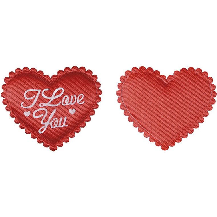Titanum, ozdoba materiałowa, serca, I Love You, czerwone, 15 szt.