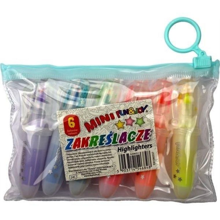 Titanum, zakreślacze mini, 6 kolorów