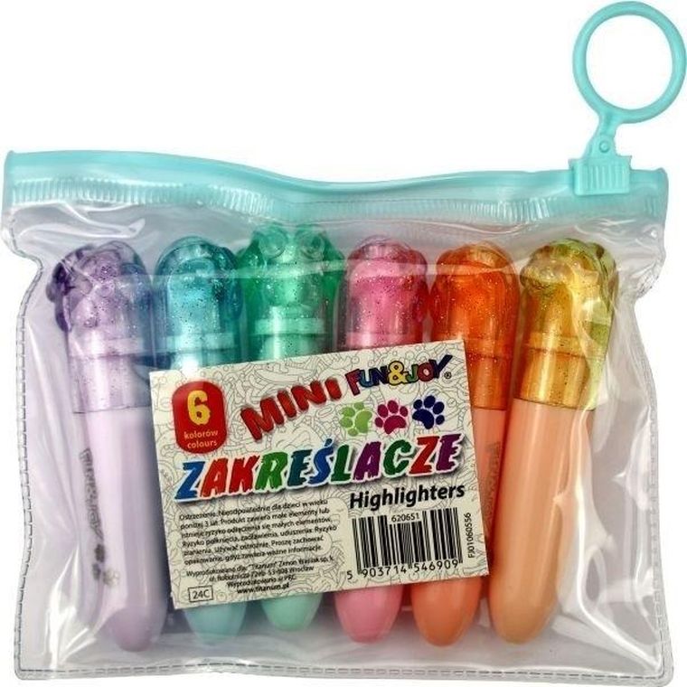 Titanum, zakreślacze mini, 6 kolorów