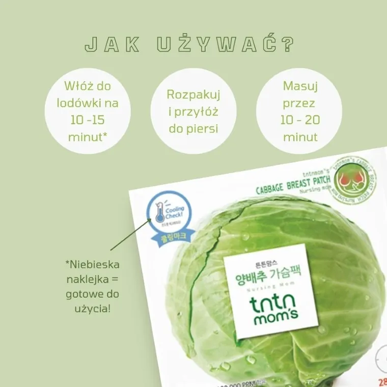 tntn mom's, maska na piersi z ekstraktem z kapusty, 8 szt.