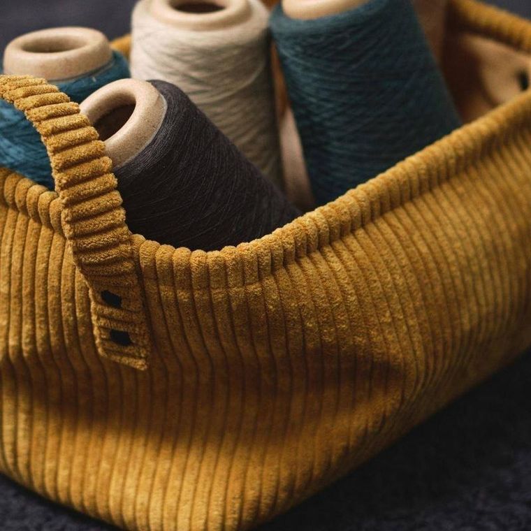 Today, koszyk do przechowywania z uchwytami, struktura sztruksu, 25-15 cm