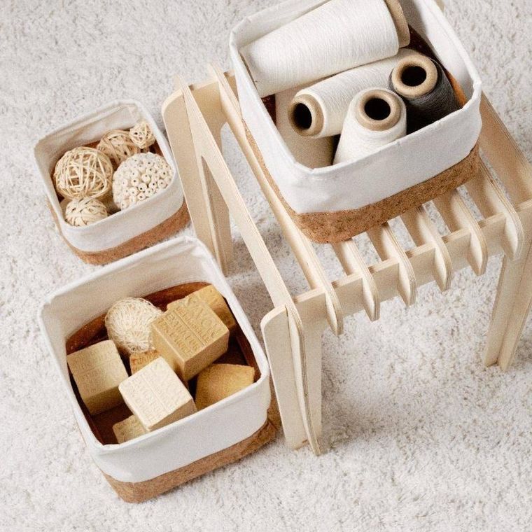 Today, Simplicity, kosze do przechowywania, korkowa podstawa, 3 pojemniki