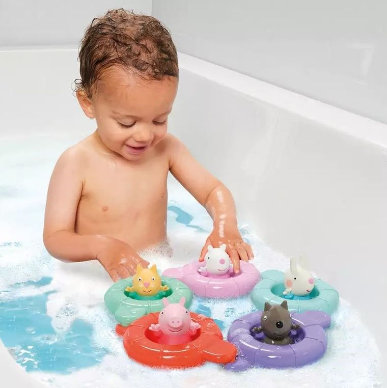 Toomies, Świnka Peppa, zestaw pontoników z figurkami, zabawka do kąpieli