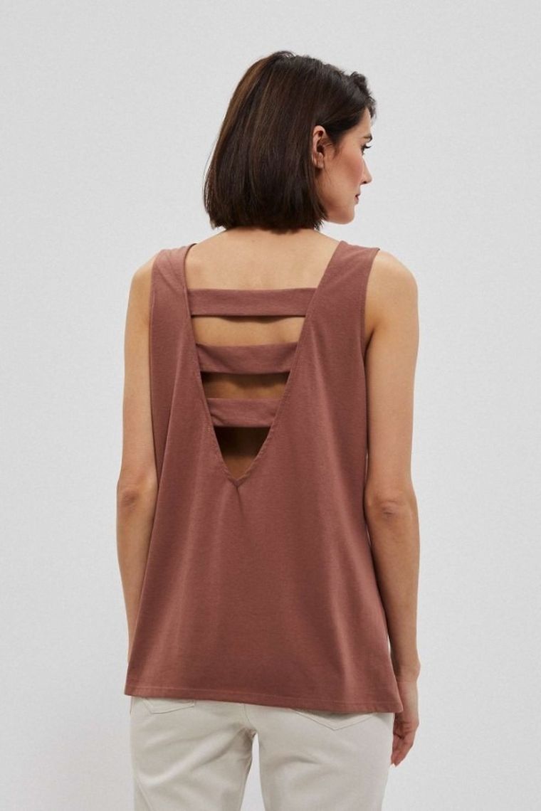 Top damski, brązowy, Moodo