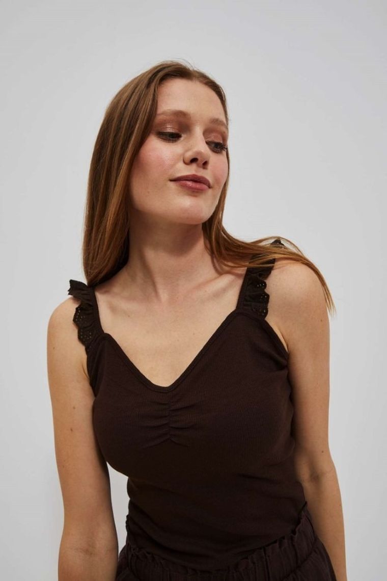 Top damski, brązowy, Moodo