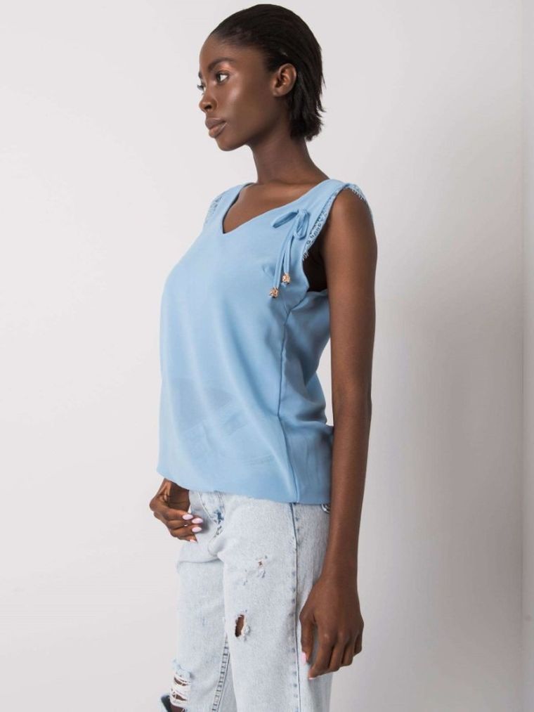 Top damski, niebieski, Italy Moda