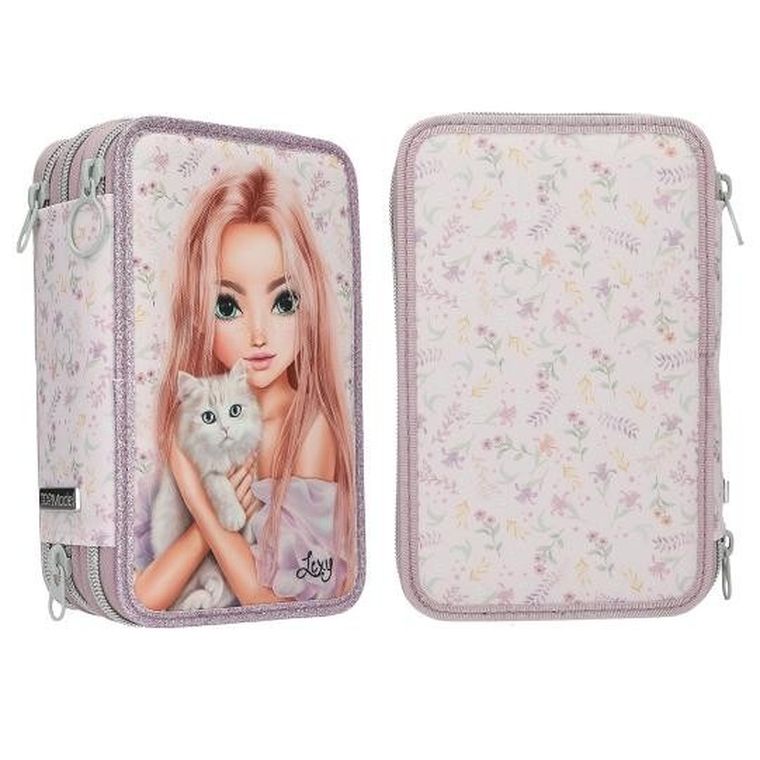 Top Model, Blooming Kitty, piórnik rozkładany, potrójny, z wyposażeniem, różowy