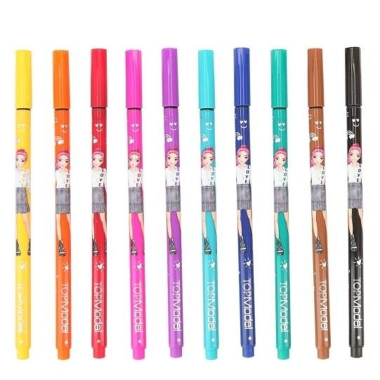 Top Model, zestaw cienkopisów z szablonami, 10 kolorów