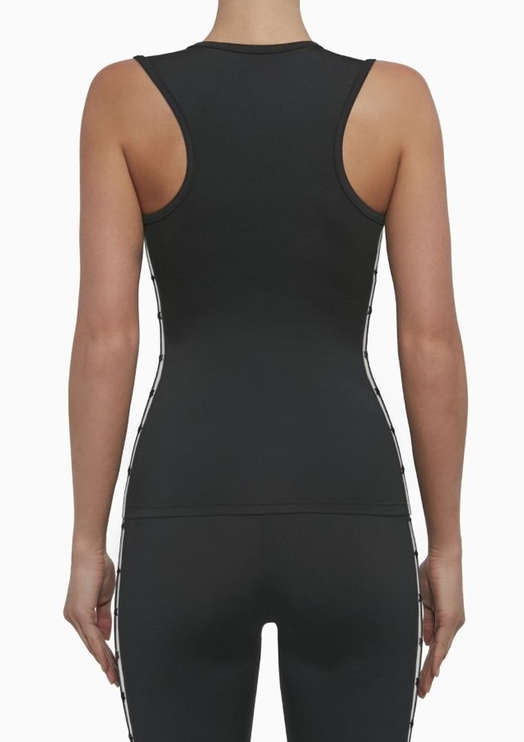 Top sportowy damski, czarny, lampasy, Bas Black