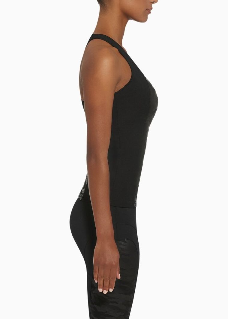 Top sportowy damski, czarny, moro, Bas Black