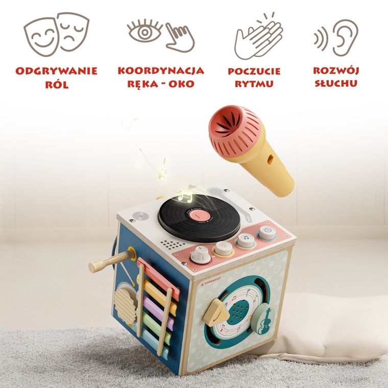 Topbright, Mały DJ, kostka muzyczna, drewniana zabawka interaktywna
