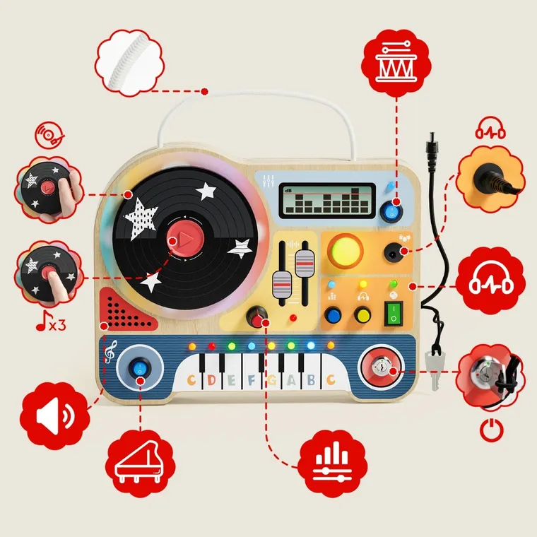 Topbright, Mały DJ, tablica muzyczna, drewniana zabawka interaktywna