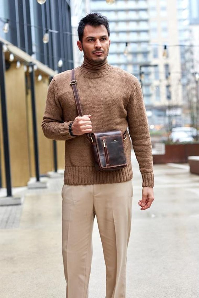 Torba listonoszka, brązowa, skórzana, Peterson