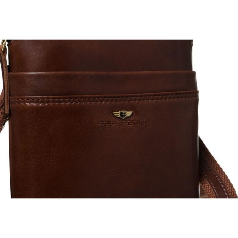 Torba listonoszka, brązowa, skórzana, Peterson