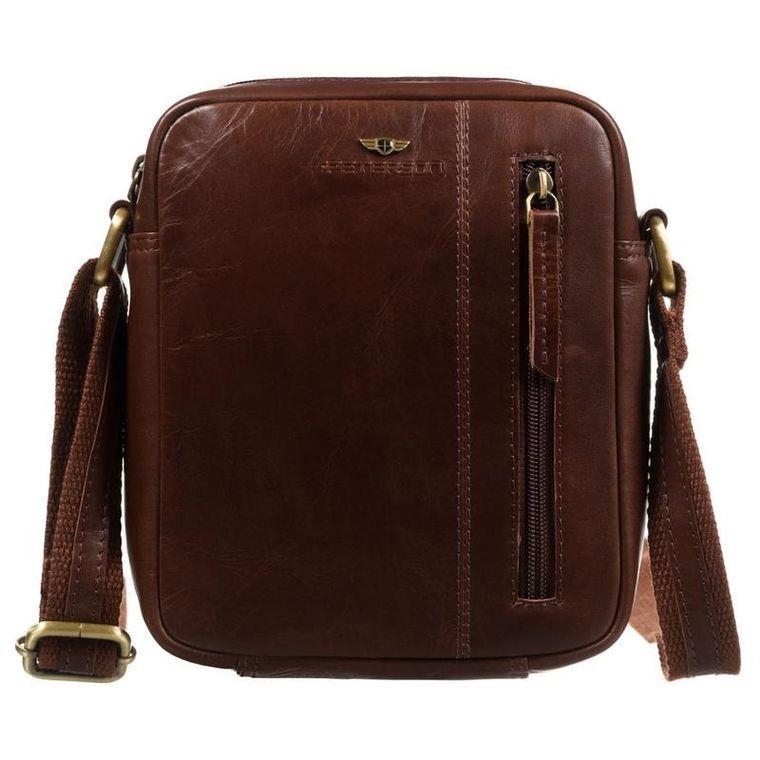 Torba listonoszka, brązowa, skórzana, Peterson