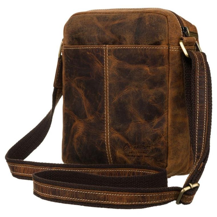 Torba listonoszka, brązowa, skórzana, Peterson